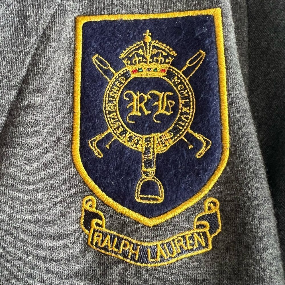 Ralph Lauren Blue Label Embroidered Insignia Grey Sweatshirt Blazer Size Medium - Picture 8 of 8